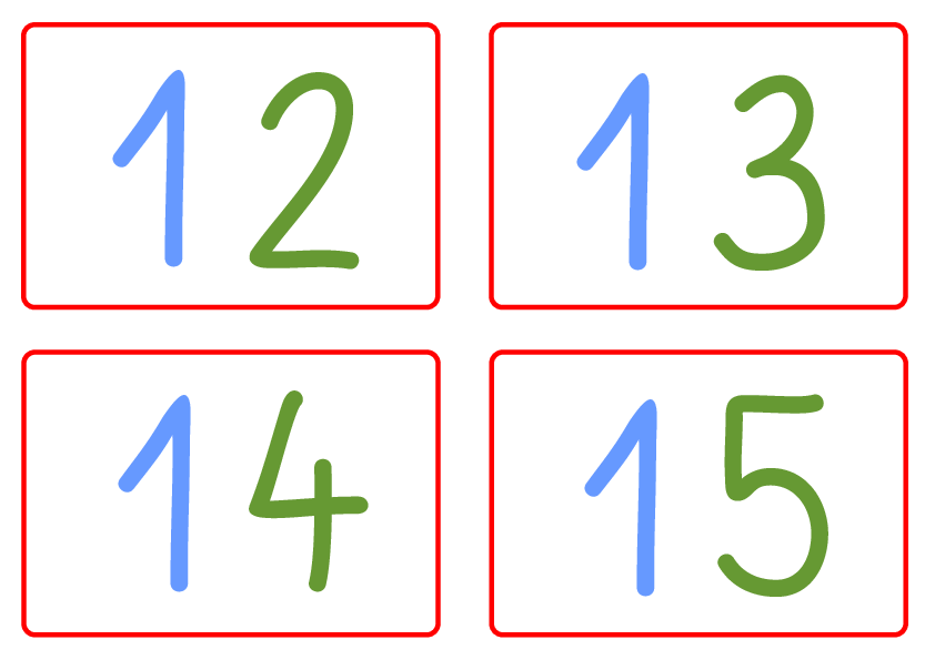 Zahlenkarten A6 blau grün